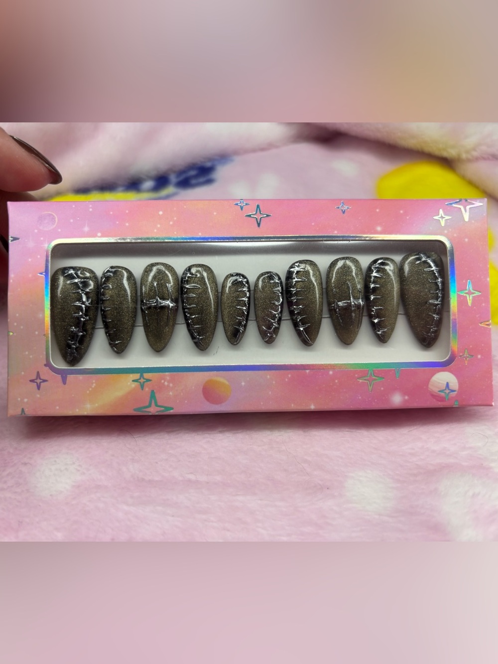 Metallic Bronze Stiletto Press-On Nails
